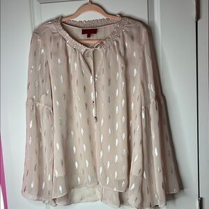 Elegant Cream Blouse with Silver Accents